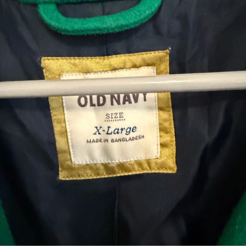 Old Navy Double-Breasted Kelly Green Wool Blend Peacoat - Picture 2 of 7
